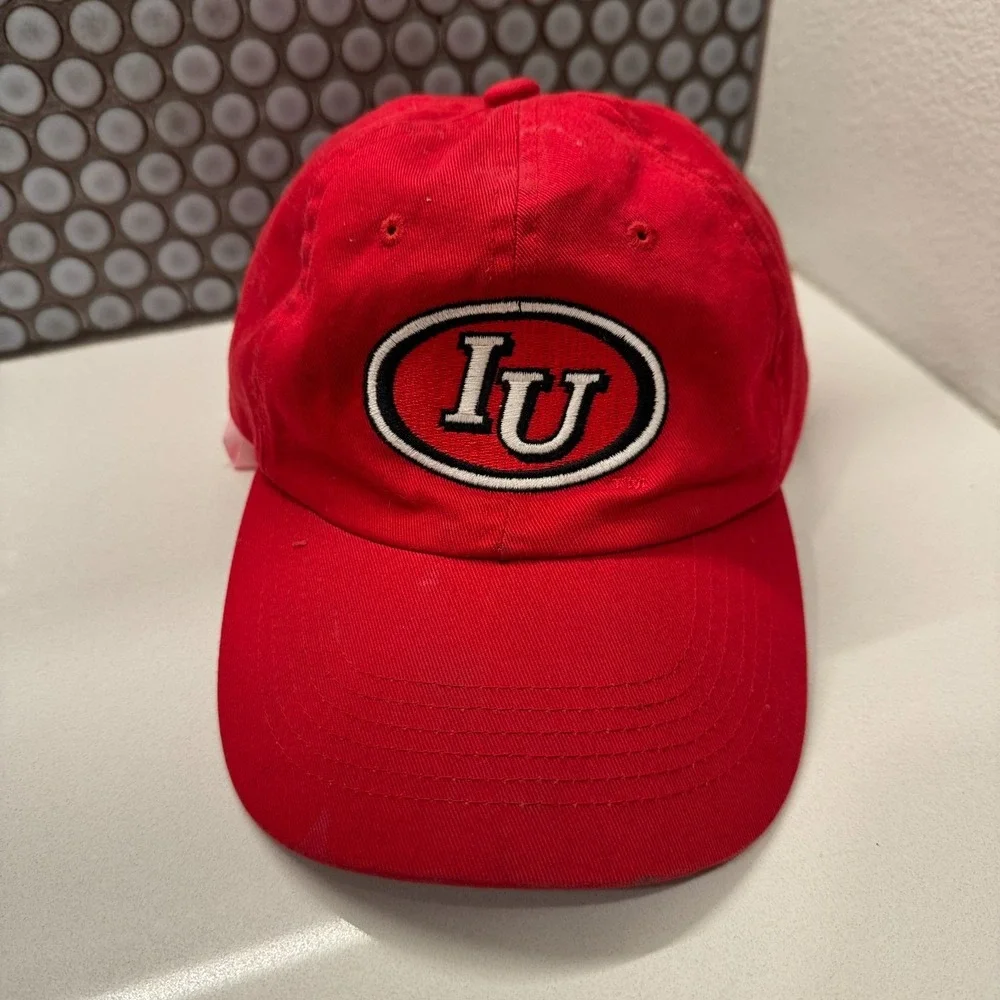 Vintage IU Indiana University Hat Cap Red Logo StrapBack Adjustable HMI Headwear